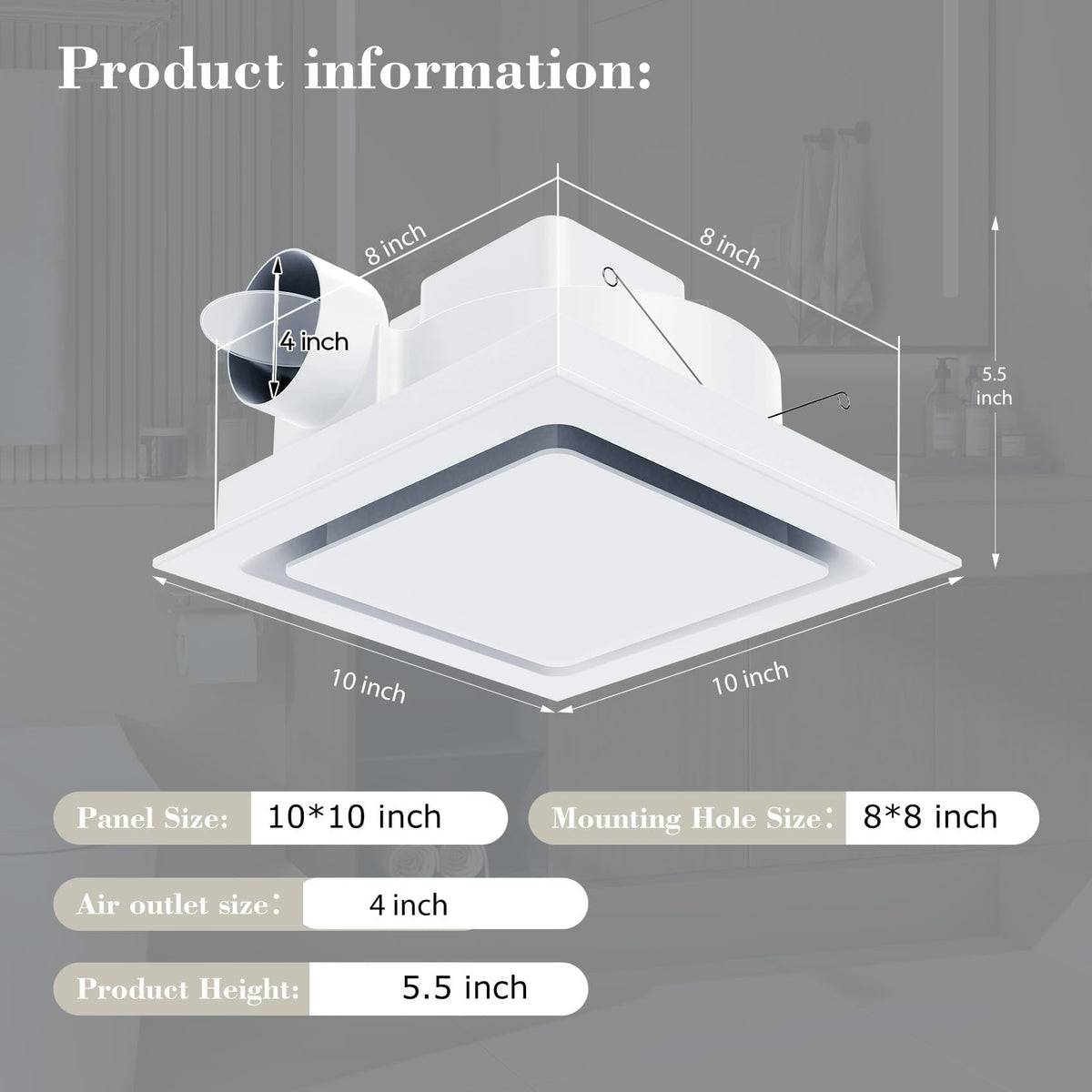 Orsong ultra-quiet exhaust fan at 1-sone for peaceful bathroom use.