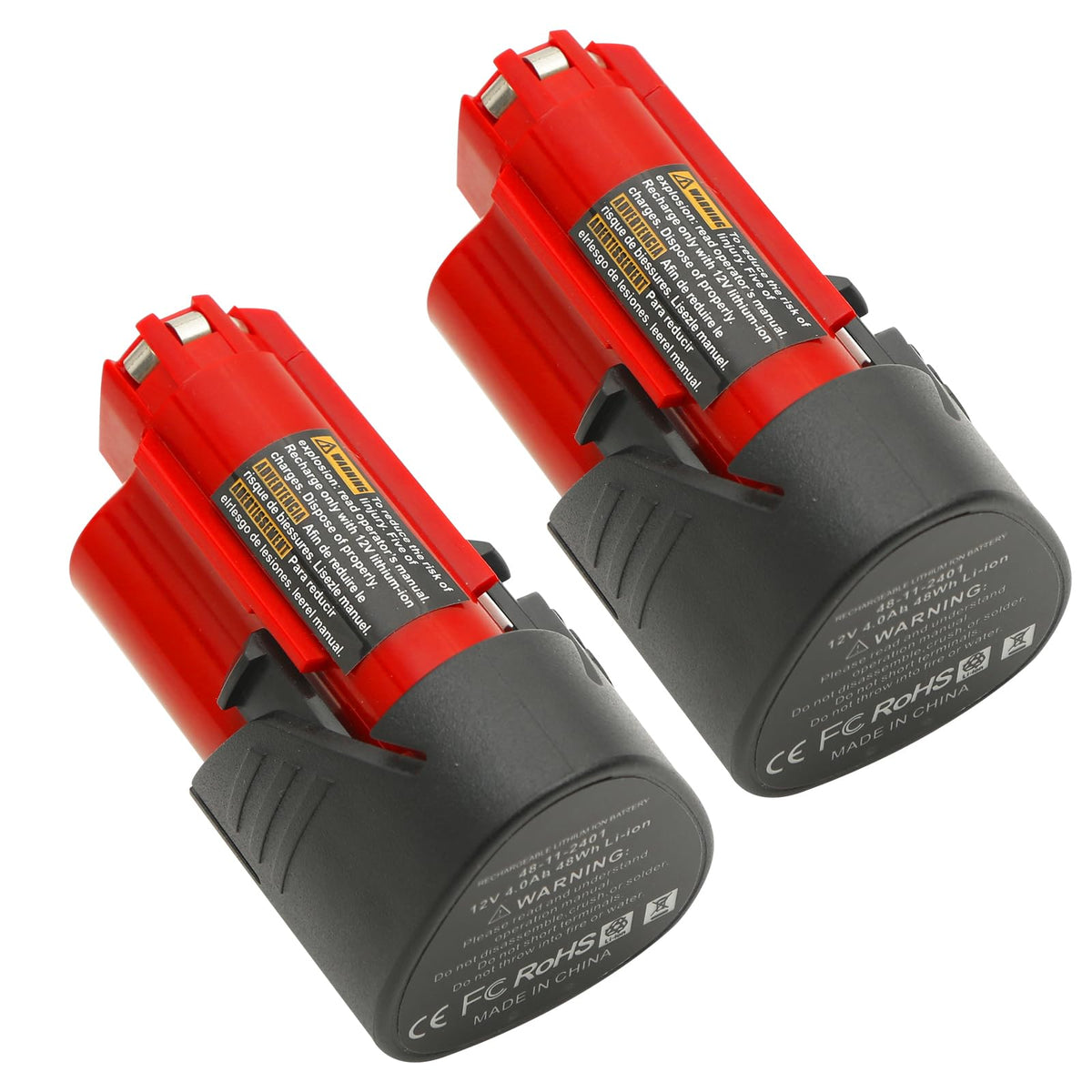 orstaimer 2-pack 4.0Ah 12V battery pack ready for cordless tools and longer runtime.