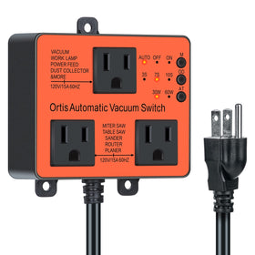 Ortis automatic vacuum switch with two outlets for flexible tool connections and cleaner workspace.