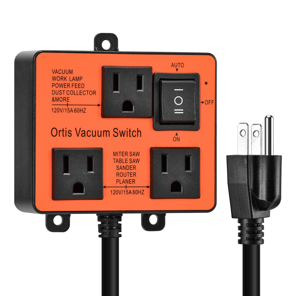 Ortis automatic vacuum switch with two outlets supports two tools simultaneously, improving workflow.