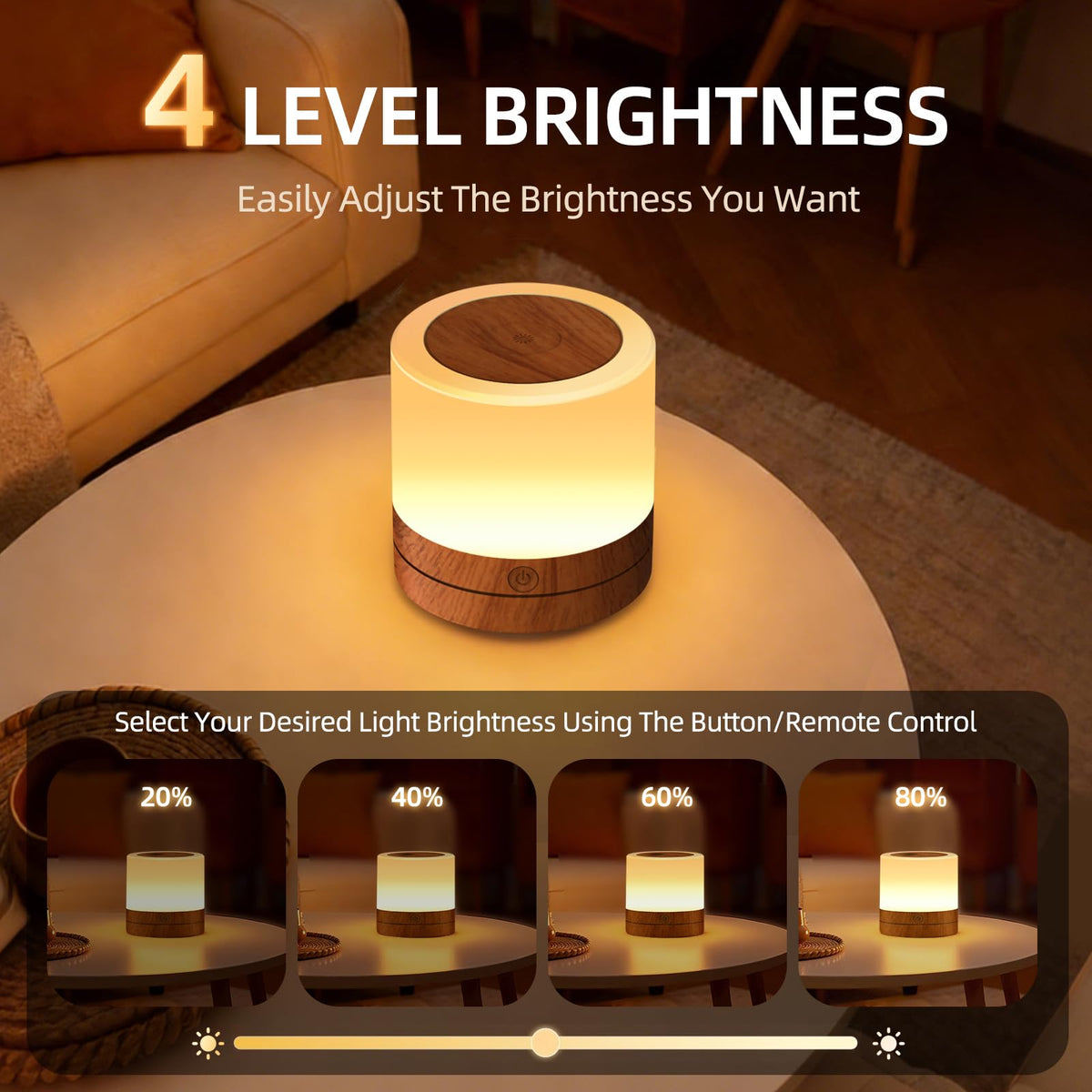 ORUNO remote-control night light enables quick color and brightness changes