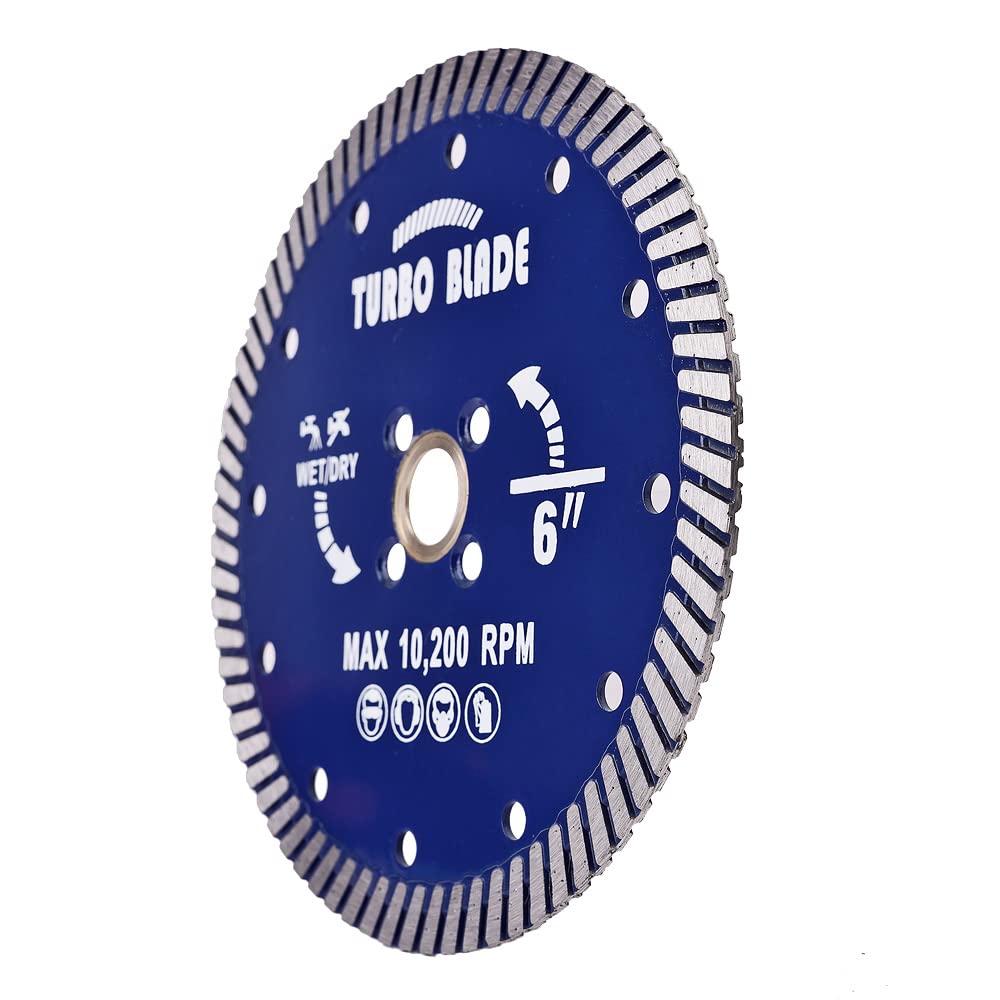 OSCEH 6-inch turbo blade for marble minimizes chipping with smooth edges.