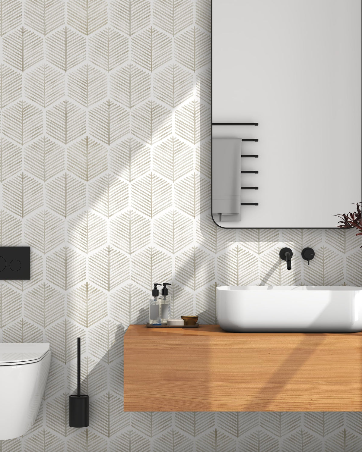 OSECAGE beige-white stripe wallpaper, removable and mess-free for kitchens and backsplashes.