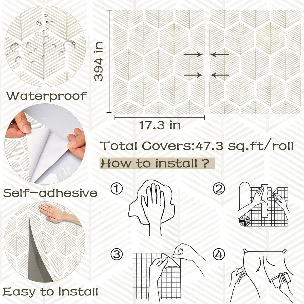 OSECAGE self-adhesive wallpaper, ideal for cabinets with simple cut-and-stick application.