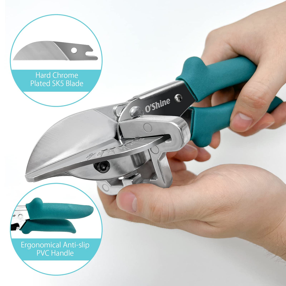 O'Shine miter shears angle markings assist quick adjustments