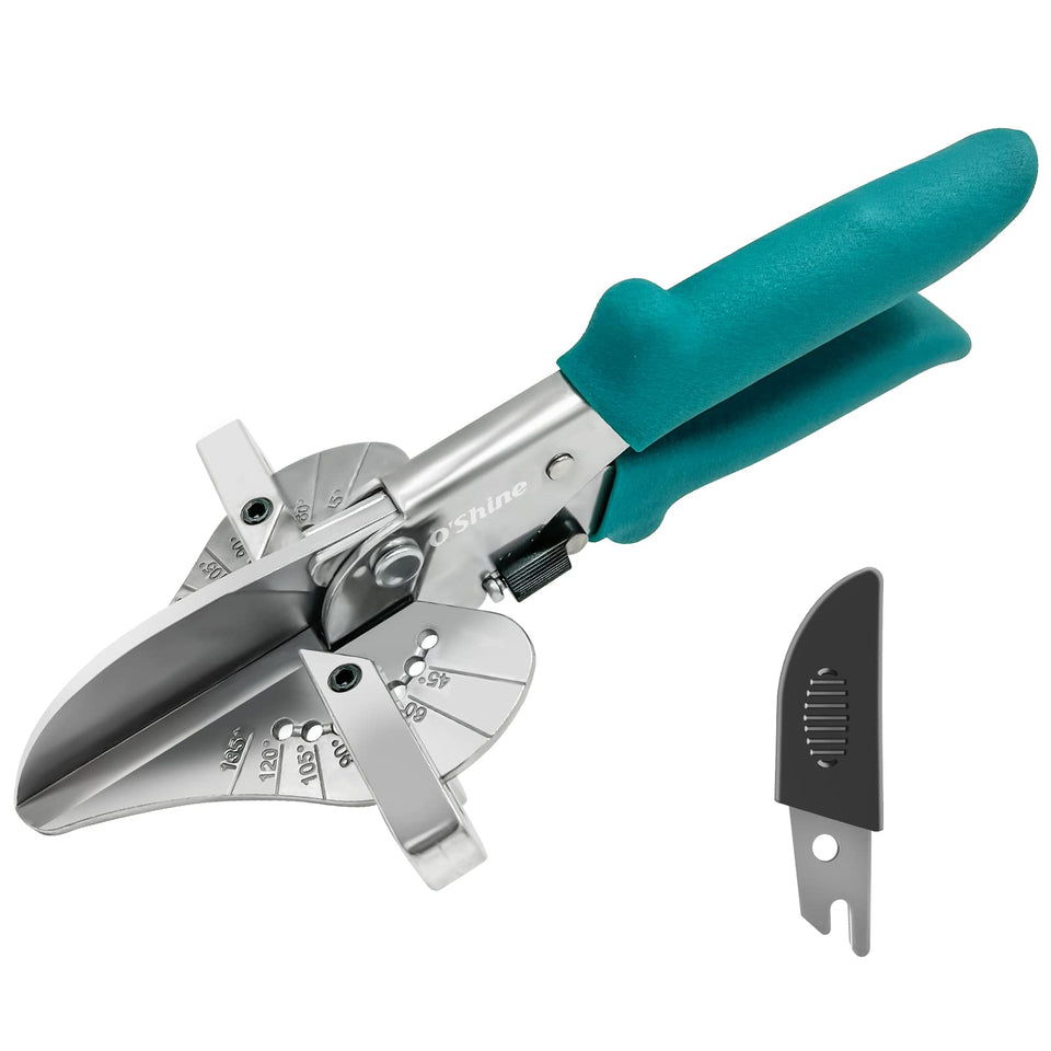 O'Shine miter shears angled-cutting setup for precise trims