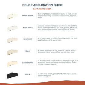 Oslo Home touch up paint shown on kitchen cabinets and furniture.
