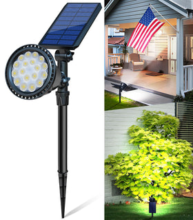 OSORD solar spot light on flag pole provides bright, long-lasting illumination for flag display.