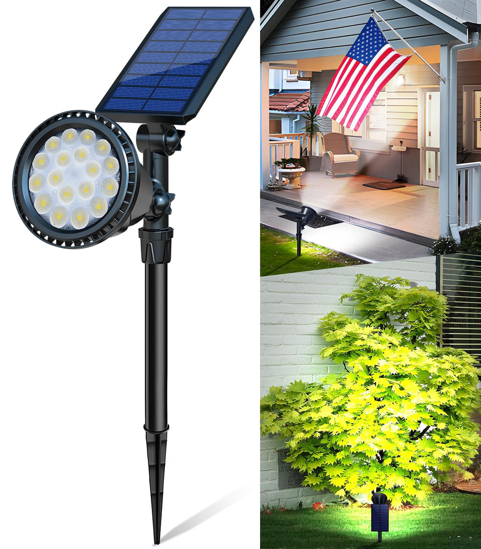 OSORD solar spot light on flag pole provides bright, long-lasting illumination for flag display.