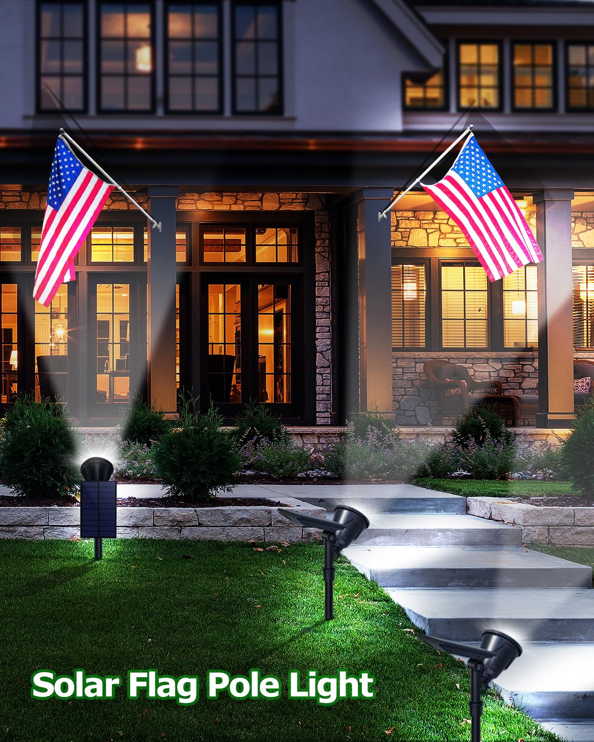 OSORD solar spot light illuminates garden trees for safe nighttime walking.