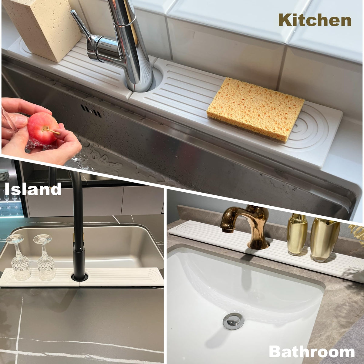 OSOVGO white stone mat adds a clean, minimalist counter look.