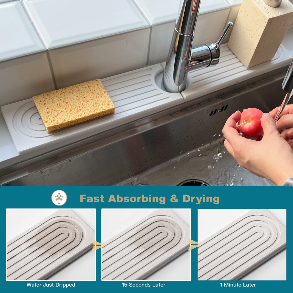 OSOVGO modern stone mat complements contemporary kitchens and bathrooms.