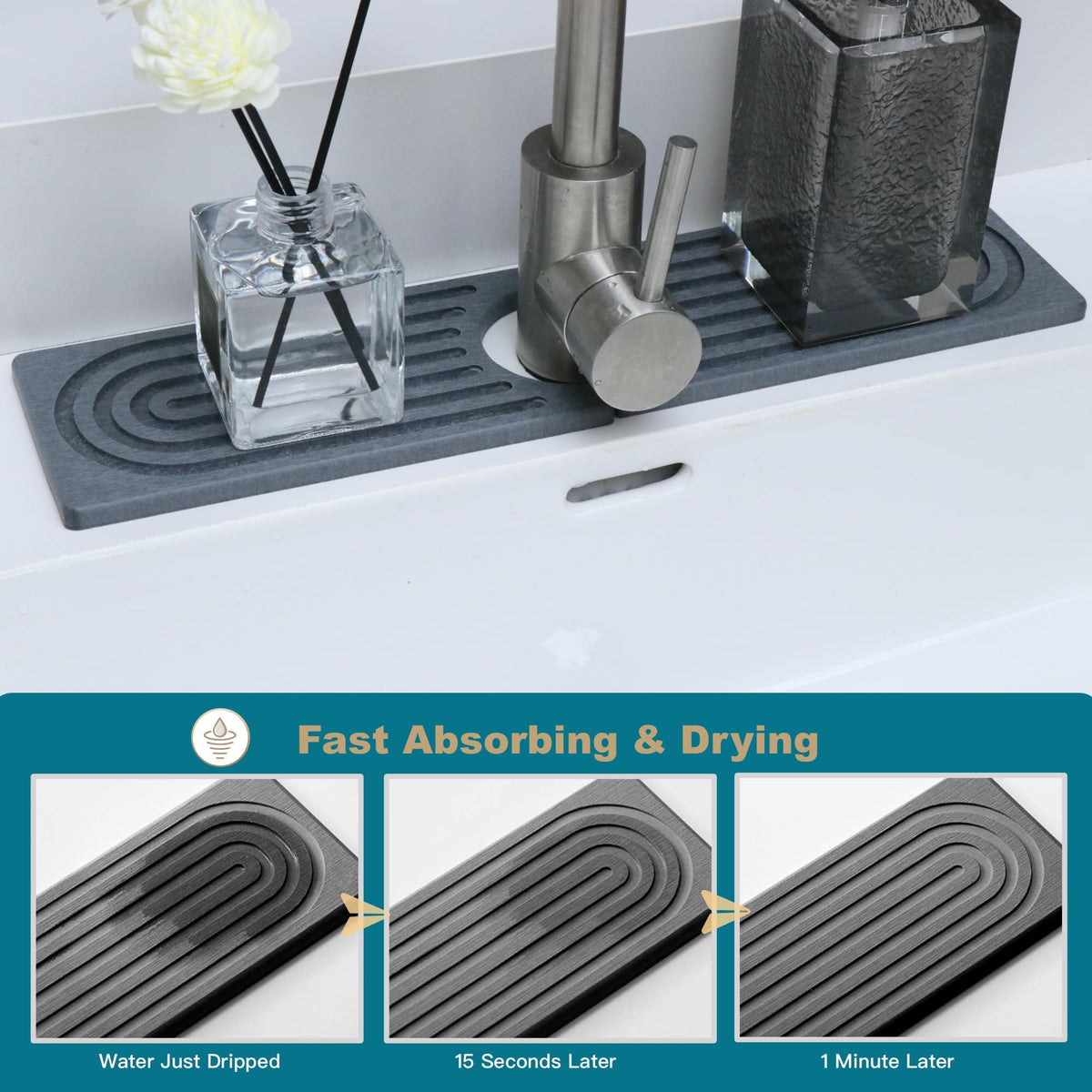 OSOVGO sink caddy mat for kitchen counter keeps surfaces tidy.