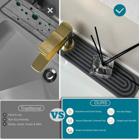 OSOVGO sink splash barrier mat blocks splashes and helps organize.