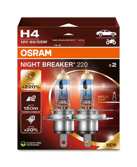 OSRAM Night Breaker 220 H4 demonstrates long-range visibility for safer night driving.