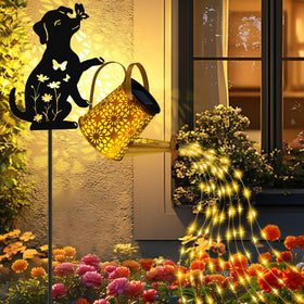 Ostritec bendable copper-wire lights on watering can create a magical cascade