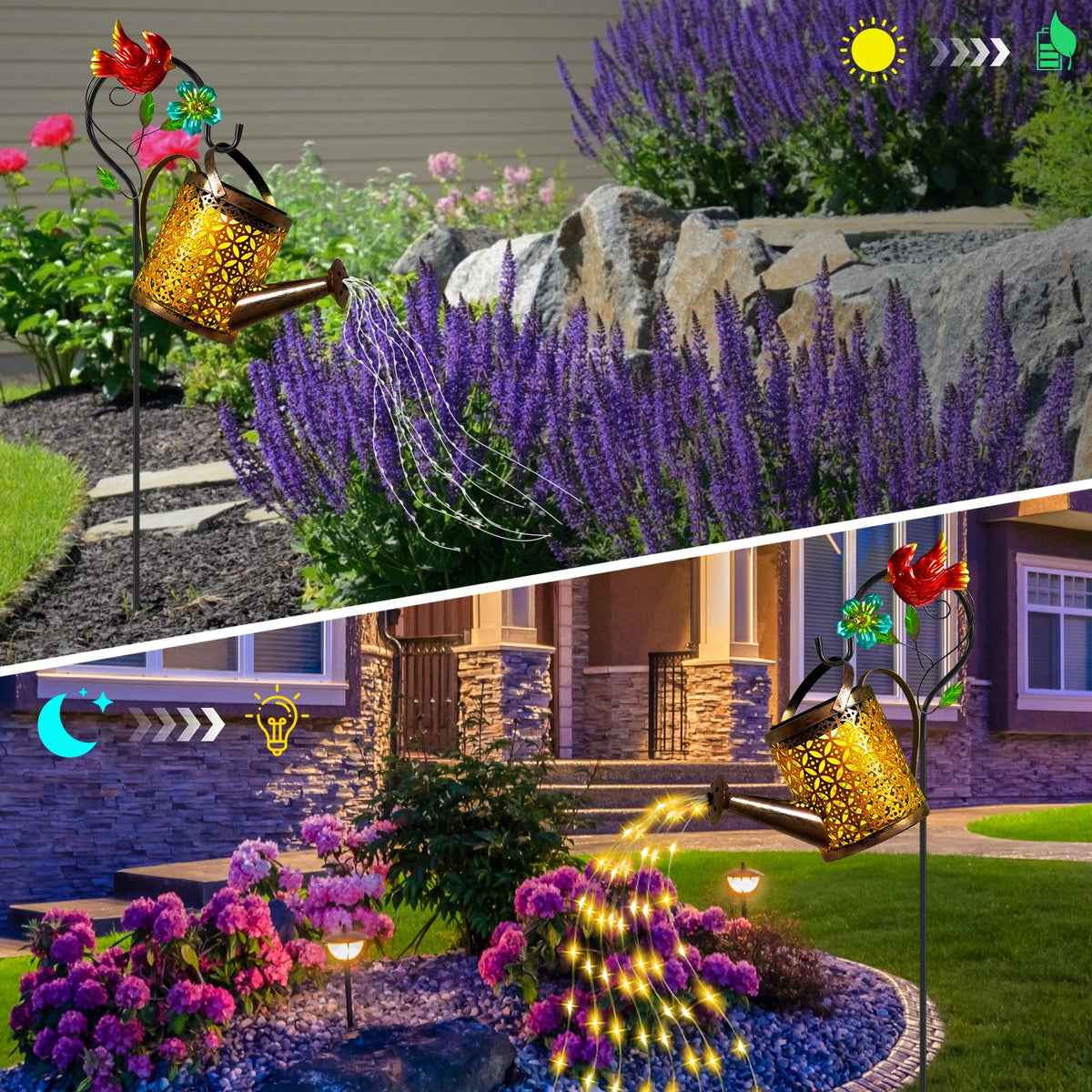 Ostritec Cascading Lights create a magical garden glow after dusk.