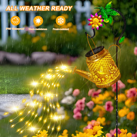 Ostritec decorative garden light shows cascading LED patterns across a yard.