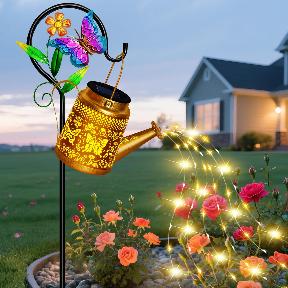 Ostritec Mothers Day solar watering can light brightens paths at night