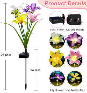 Warm white Ostritec lily lights highlight paths and borders after dark