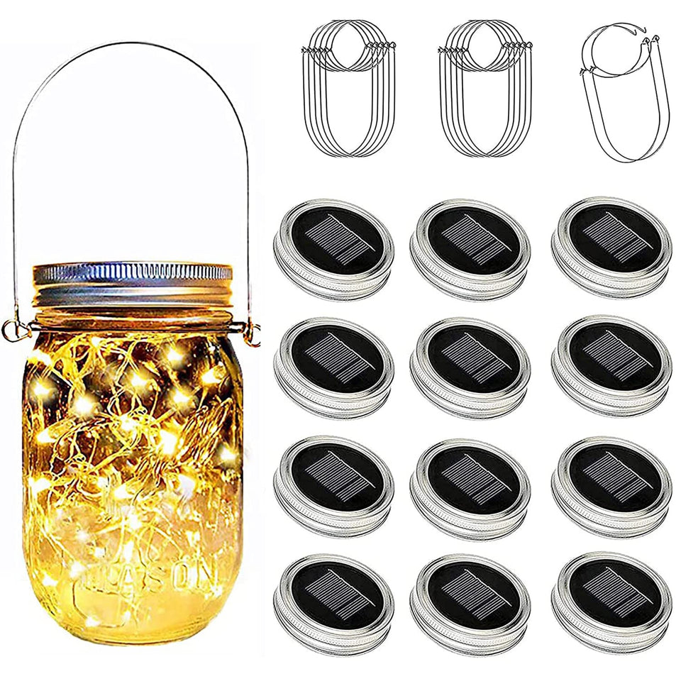 Ostritec solar mason jar lids glow, adding garden ambience with tiny LEDs.