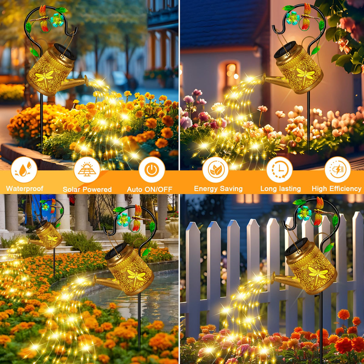 Ostritec Solar-powered garden light uses energy-saving panels for extended glow.