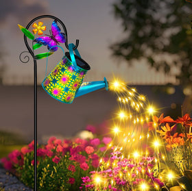 ostritec solar watering can 2-pack provides gift-ready garden lighting decor.