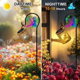 Ostritec Solar Watering Can cascade-lights create flowing water visual at dusk