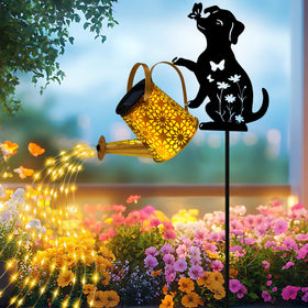 Ostritec solar watering can lights with dog silhouette for charming garden ambiance