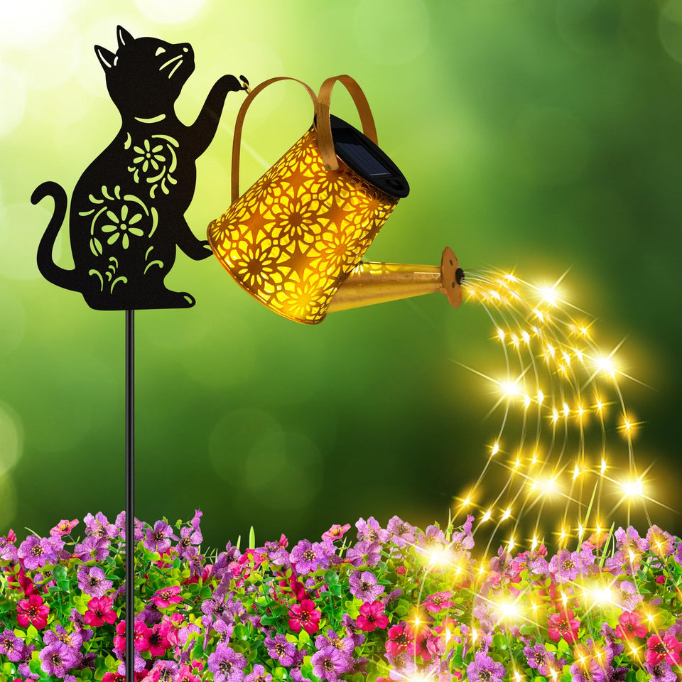 Ostritec solar watering can lights illuminate outdoor spaces with a twinkling cascade.