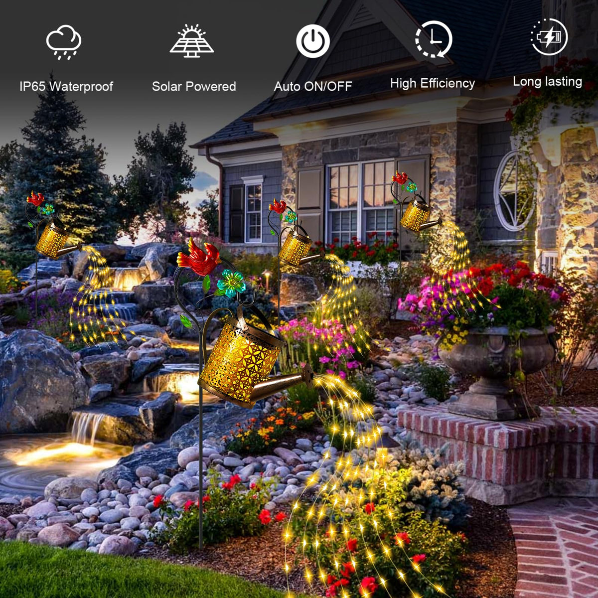 Ostritec Warm White Garden Lights provide inviting illumination for patios.