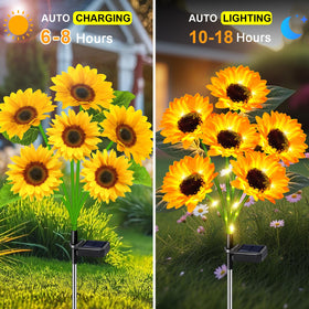 Ostritec weatherproof sunflower lights resist rain and snow for year-round outdoor decor.