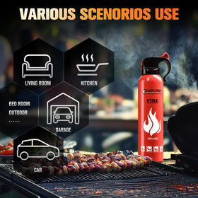 Ostutry extinguisher demonstrates 13 feet spray range for safer operation
