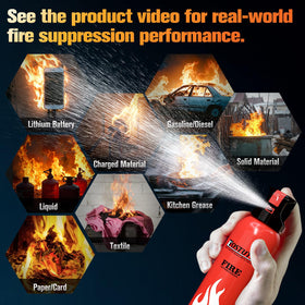 Ostutry 8-in-1 extinguisher label shows A B C K ratings for multi use.