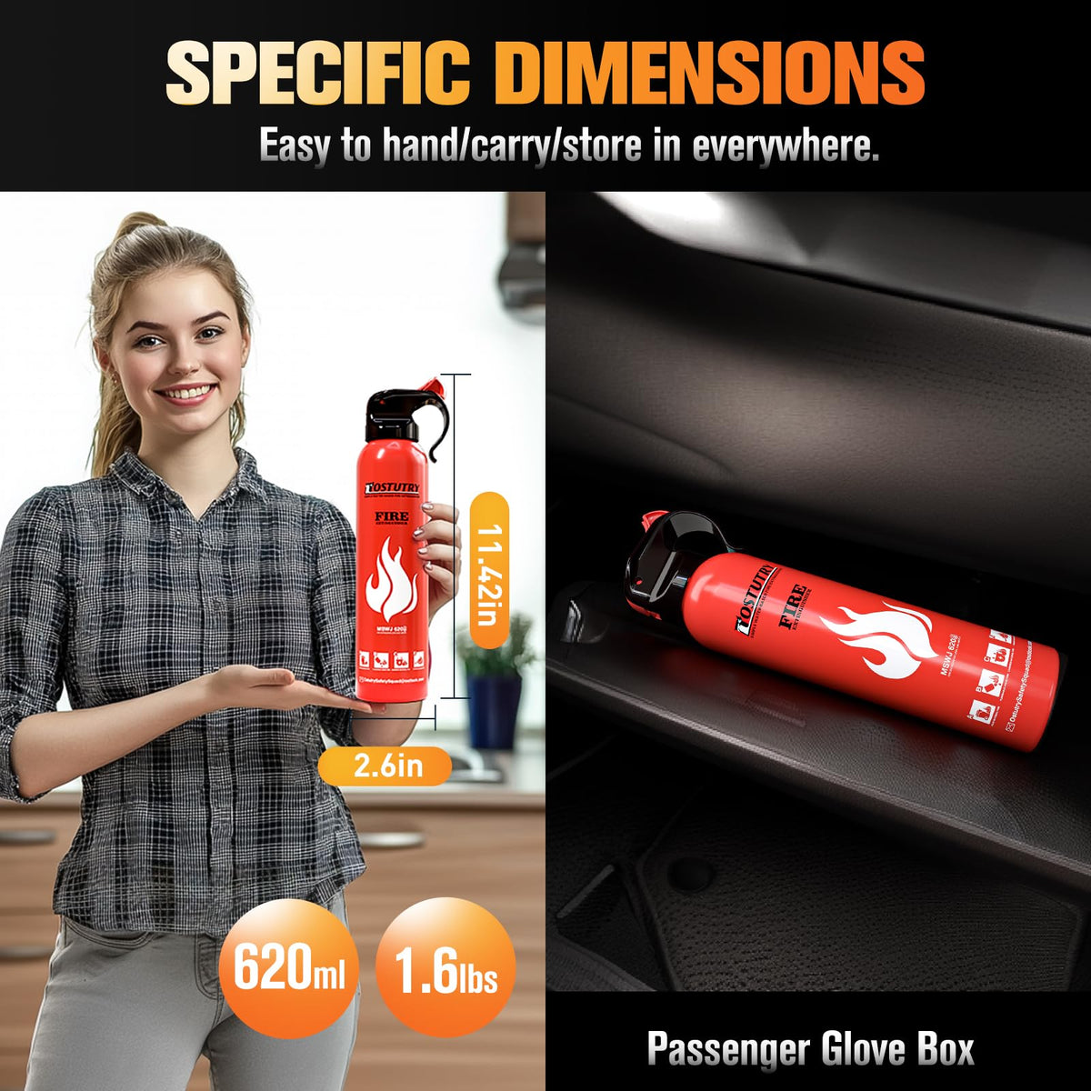 Ostutry extinguisher leaves no residue for easy cleanup.