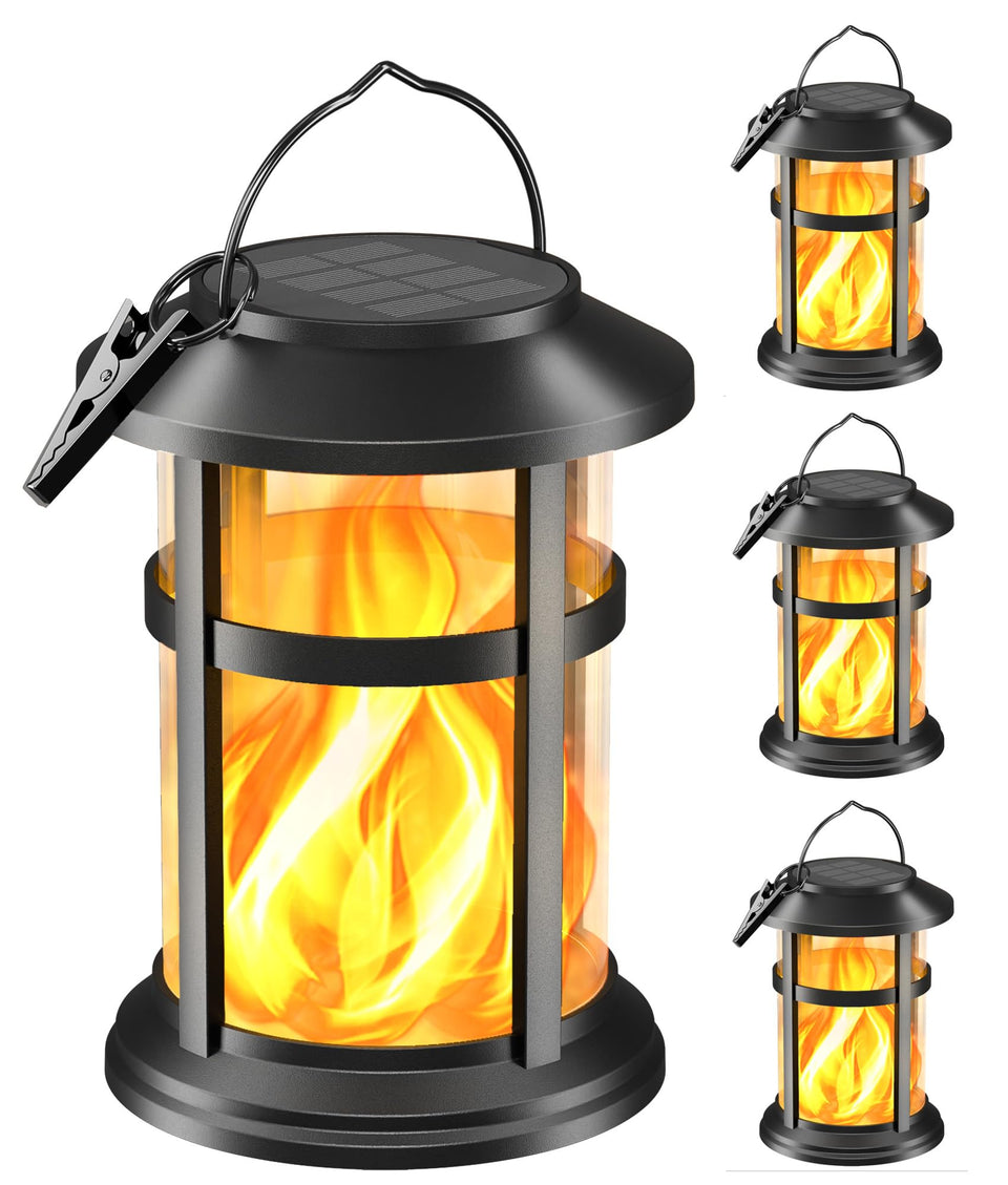 Otdair 4-pack solar lanterns outdoor with flickering flame glow