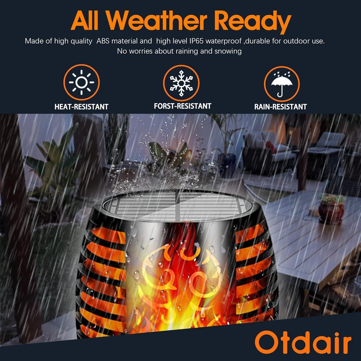 Otdair 43 inch tall solar torch lights patios at dusk