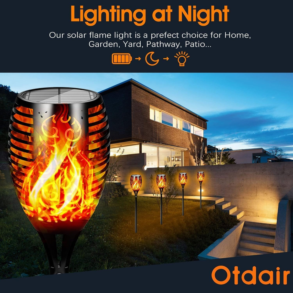 Otdair auto dusk to dawn torch switches on automatically