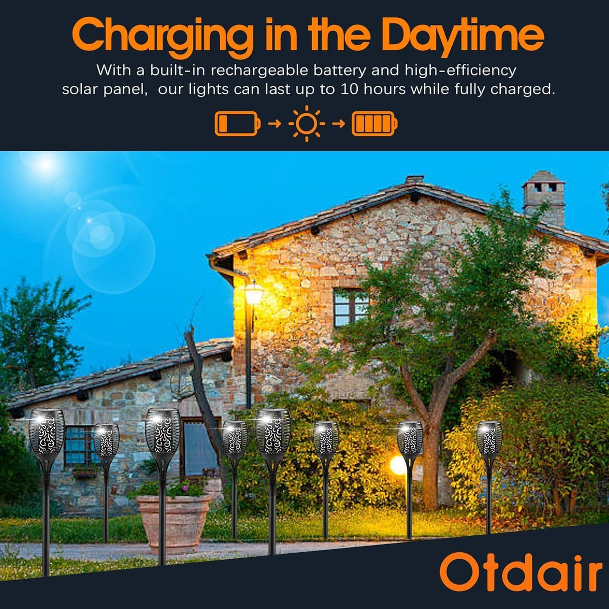 Otdair IP65 waterproof torch withstands rain for year round ambiance