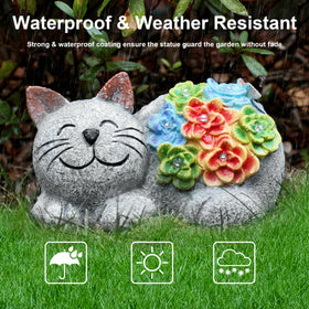 Otdair solar cat decor outdoor garden display stands with weather resilience.