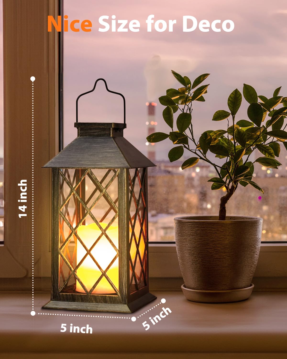 Otdair solar lantern emits a warm relaxing glow for evenings outside.
