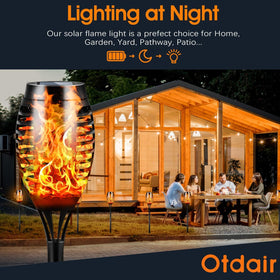 Otdair Solar Torch Flame Garden lights walkways with safe glow.
