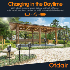 Otdair Solar Torch Flame Pathway lights night paths with ambiance.