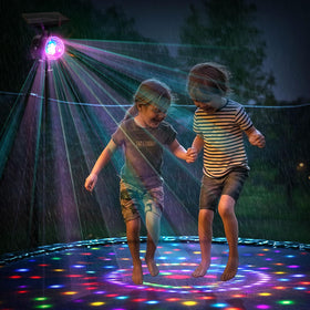 OTDRMETA trampoline lights LED panel brightens outdoor play after dusk.