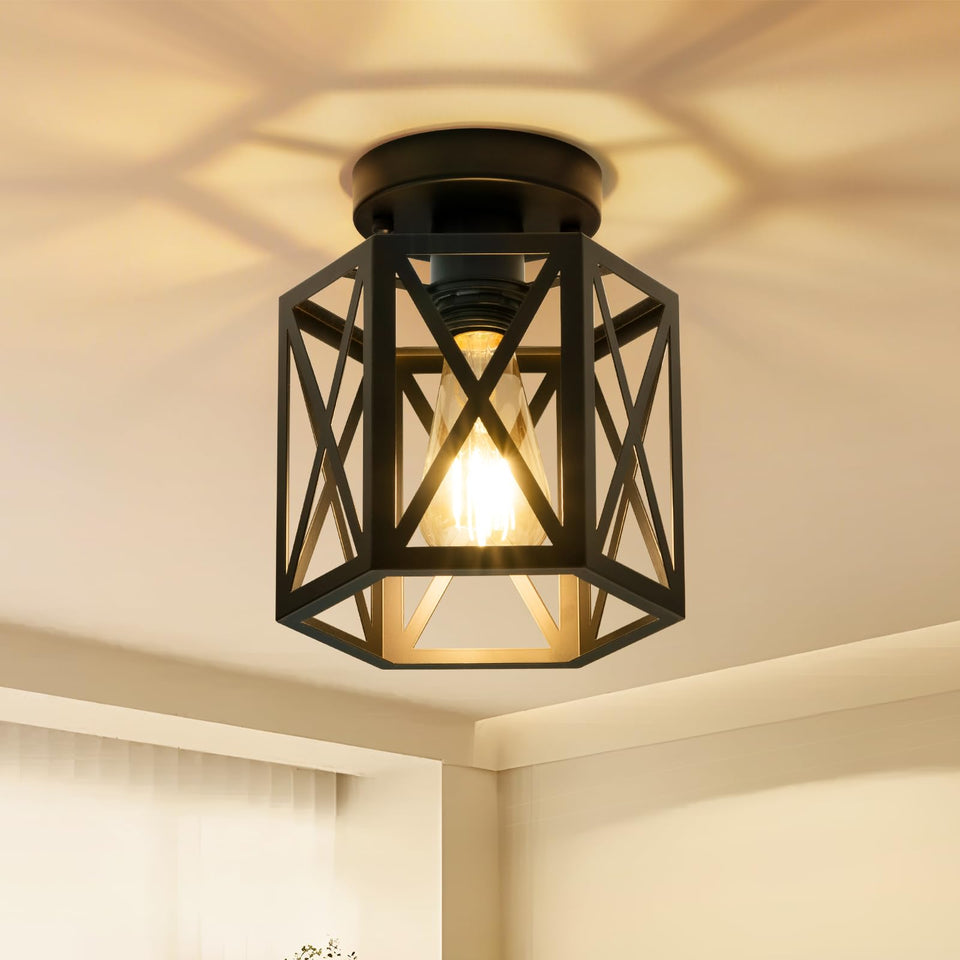 OTeedo hexagon flush mount light for dining areas with warm inviting illumination