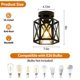OTeedo semi flush mount bathroom light provides clean overhead glow