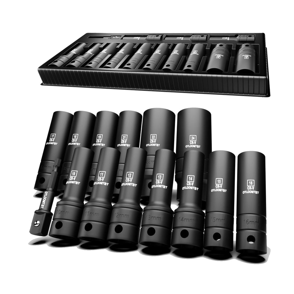OTLOOMTBT 14-piece half-inch socket set displayed for quick access and organization.