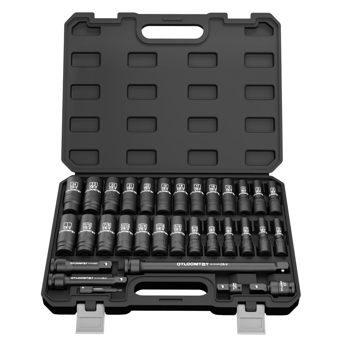 OTLOOMTBT 32-piece socket set overview shows a complete professional kit for automotive work