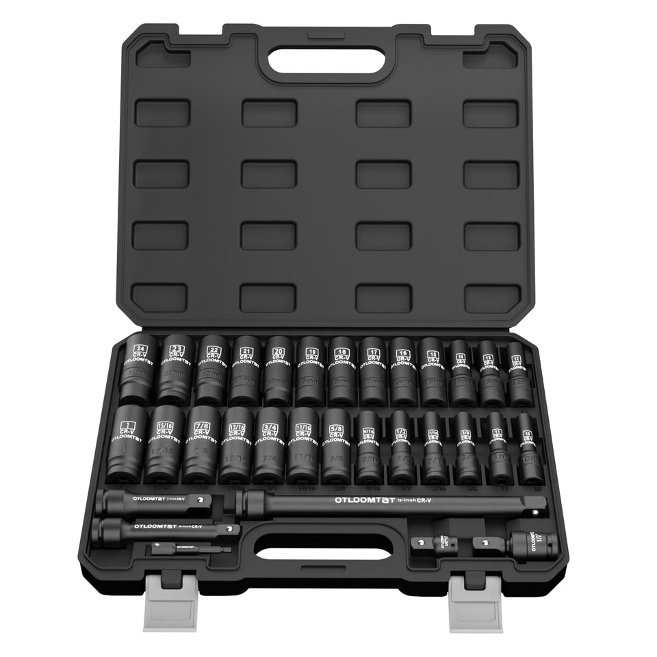 OTLOOMTBT 32-piece socket set overview shows a complete professional kit for automotive work
