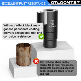 OTLOOMTBT 6-point flank design grips fasteners securely during high torque tasks.